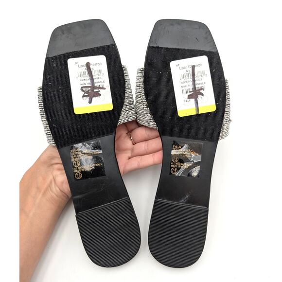 Chase & Chloe Eve 32 Slide Sandals Women's Black/Silver Size US7.5 EU38 - Picture 8 of 13